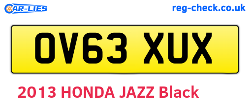 OV63XUX are the vehicle registration plates.
