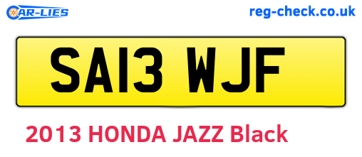SA13WJF are the vehicle registration plates.