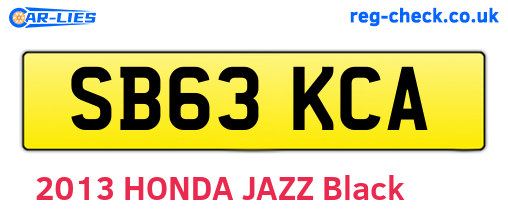 SB63KCA are the vehicle registration plates.