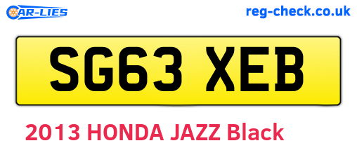 SG63XEB are the vehicle registration plates.