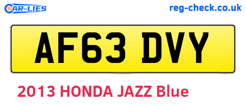 AF63DVY are the vehicle registration plates.