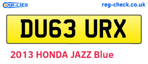 DU63URX are the vehicle registration plates.