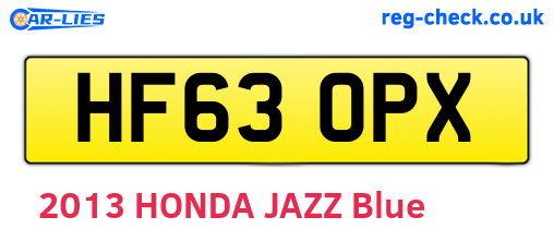 HF63OPX are the vehicle registration plates.