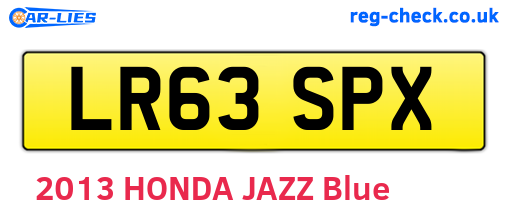 LR63SPX are the vehicle registration plates.