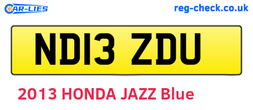 ND13ZDU are the vehicle registration plates.