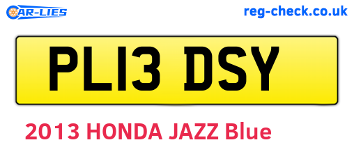 PL13DSY are the vehicle registration plates.