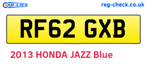 RF62GXB are the vehicle registration plates.