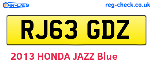 RJ63GDZ are the vehicle registration plates.