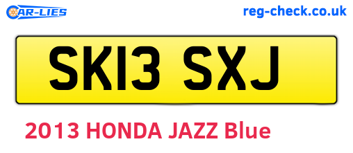 SK13SXJ are the vehicle registration plates.