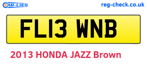 FL13WNB are the vehicle registration plates.