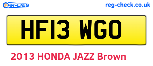 HF13WGO are the vehicle registration plates.