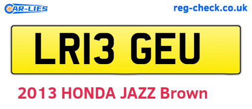 LR13GEU are the vehicle registration plates.