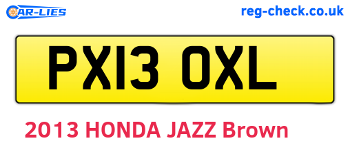 PX13OXL are the vehicle registration plates.
