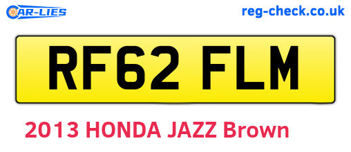 RF62FLM are the vehicle registration plates.