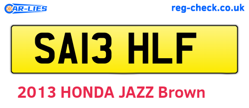 SA13HLF are the vehicle registration plates.