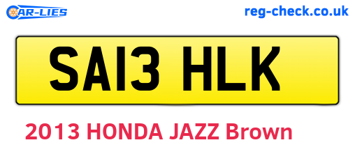 SA13HLK are the vehicle registration plates.