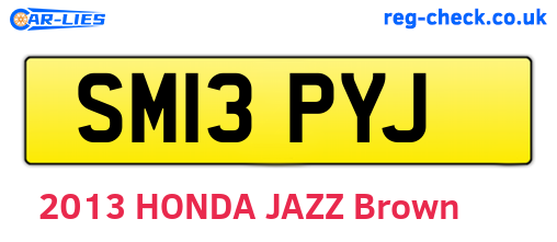 SM13PYJ are the vehicle registration plates.
