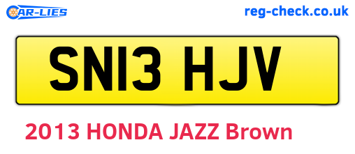 SN13HJV are the vehicle registration plates.