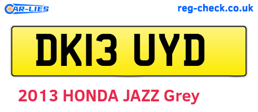 DK13UYD are the vehicle registration plates.
