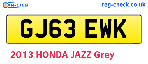GJ63EWK are the vehicle registration plates.