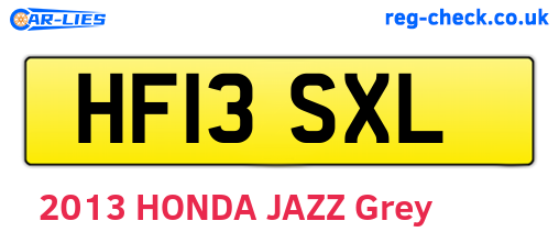 HF13SXL are the vehicle registration plates.
