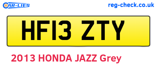 HF13ZTY are the vehicle registration plates.