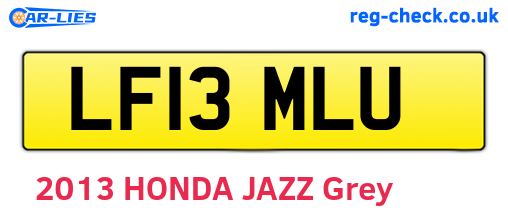 LF13MLU are the vehicle registration plates.