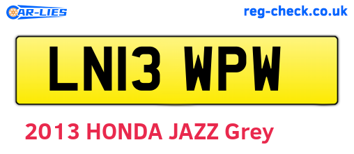 LN13WPW are the vehicle registration plates.