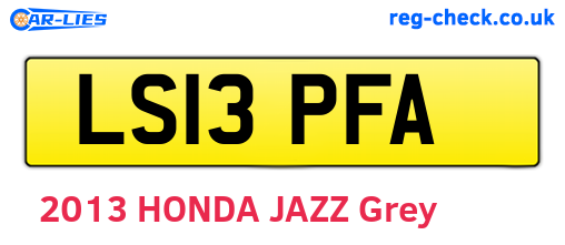 LS13PFA are the vehicle registration plates.