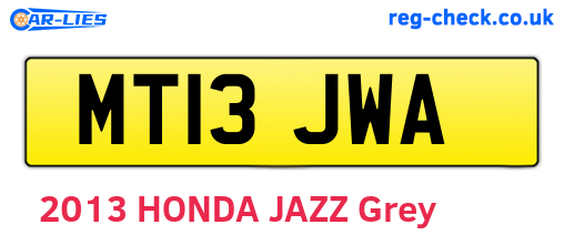 MT13JWA are the vehicle registration plates.