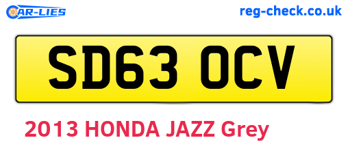 SD63OCV are the vehicle registration plates.