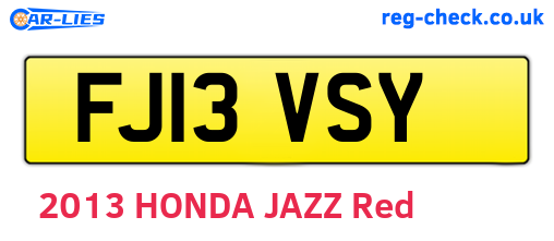 FJ13VSY are the vehicle registration plates.