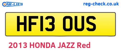 HF13OUS are the vehicle registration plates.