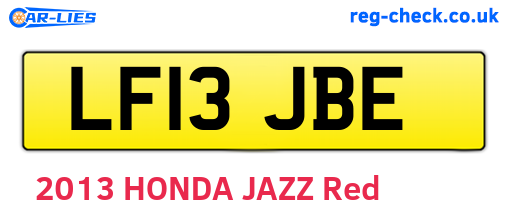 LF13JBE are the vehicle registration plates.