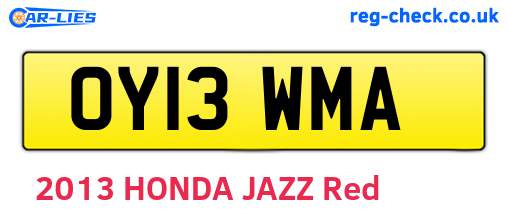 OY13WMA are the vehicle registration plates.