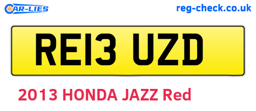 RE13UZD are the vehicle registration plates.