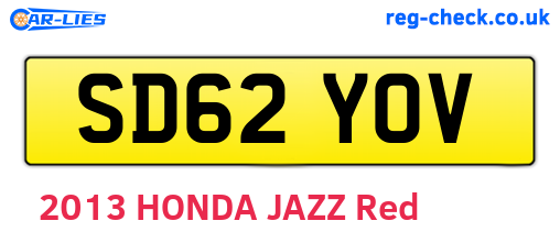 SD62YOV are the vehicle registration plates.