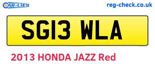 SG13WLA are the vehicle registration plates.