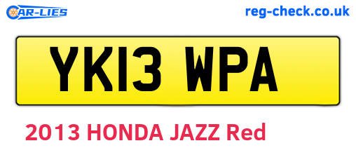 YK13WPA are the vehicle registration plates.