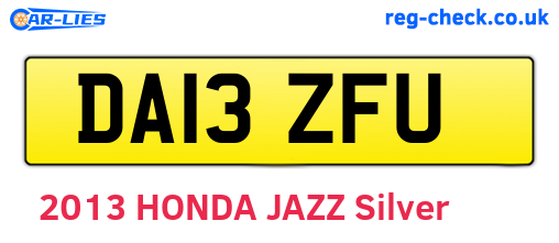 DA13ZFU are the vehicle registration plates.