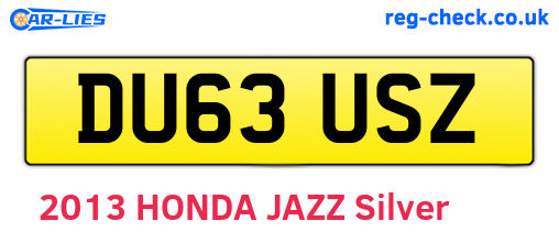 DU63USZ are the vehicle registration plates.