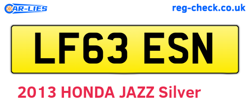 LF63ESN are the vehicle registration plates.