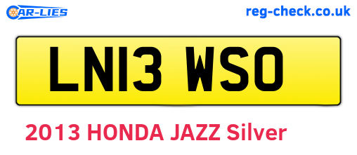 LN13WSO are the vehicle registration plates.