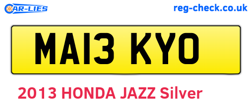 MA13KYO are the vehicle registration plates.