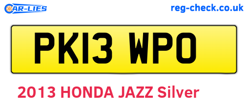 PK13WPO are the vehicle registration plates.