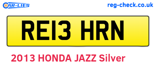RE13HRN are the vehicle registration plates.