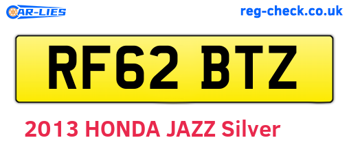 RF62BTZ are the vehicle registration plates.