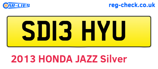 SD13HYU are the vehicle registration plates.