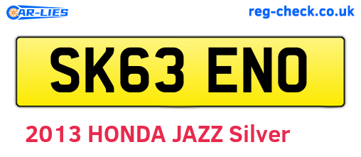 SK63ENO are the vehicle registration plates.