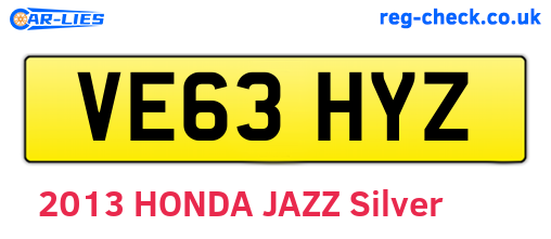 VE63HYZ are the vehicle registration plates.